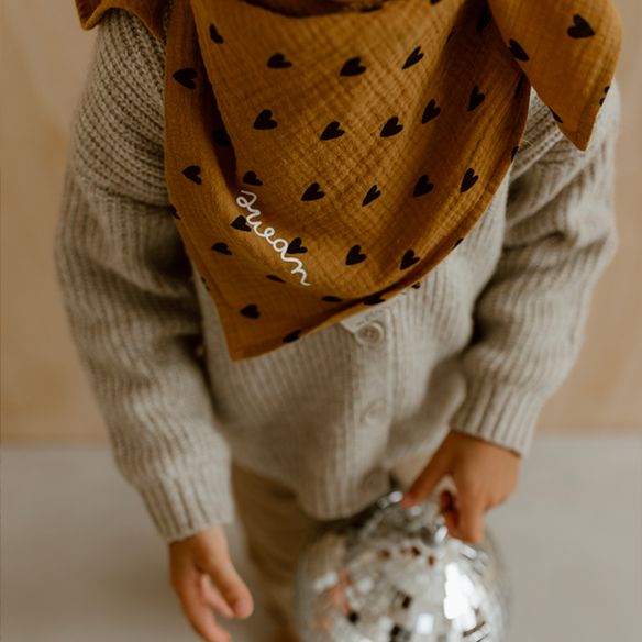 Foulard - Gaze cœurs Camel