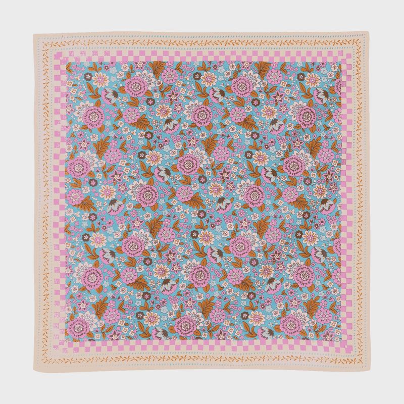 Écharpe imprimée de fleurs indiennes Amaia Turquoise