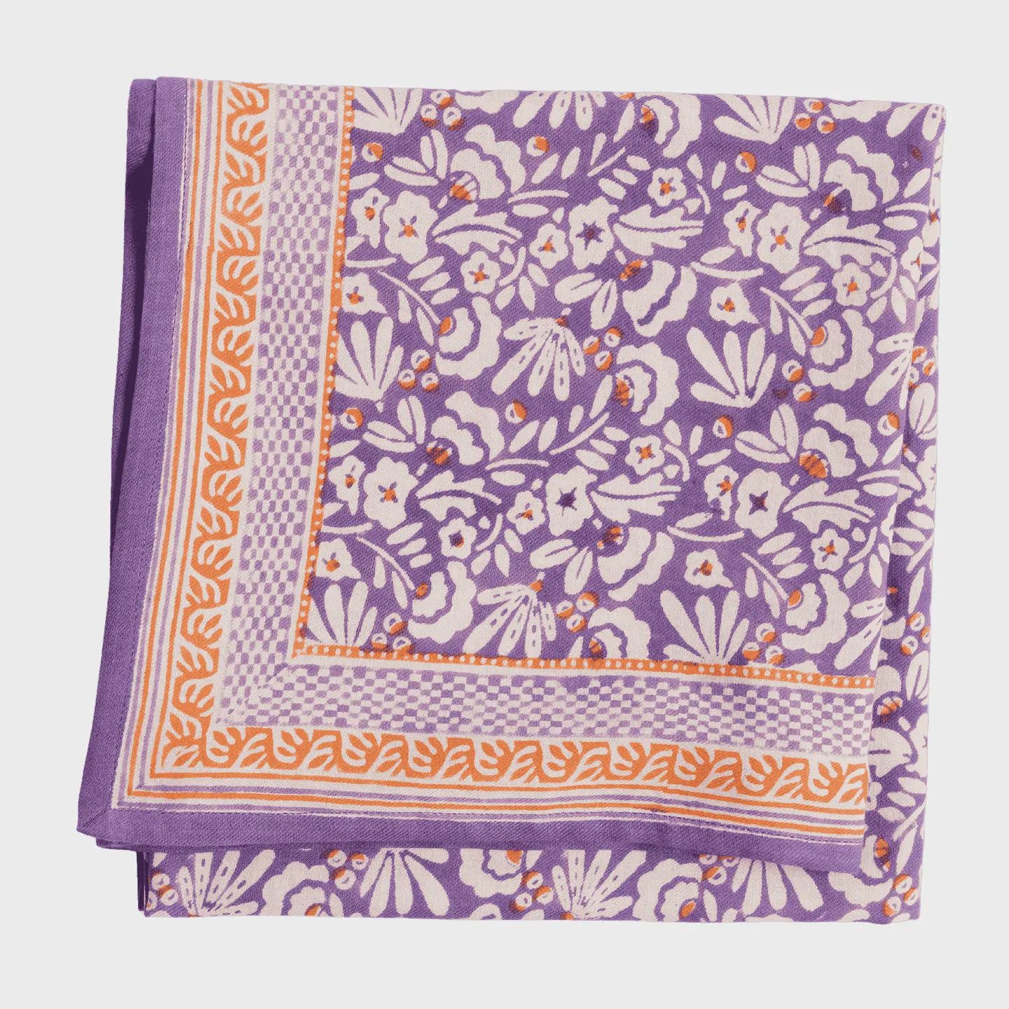 Écharpe imprimée de fleurs indiennes Iris Violine