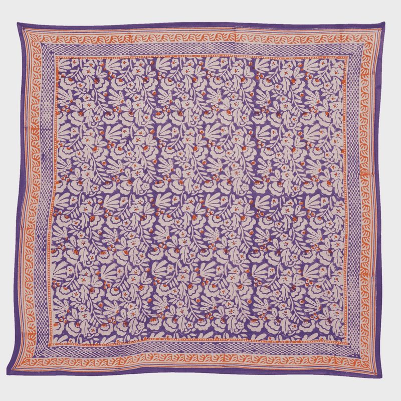Écharpe imprimée de fleurs indiennes Iris Violine
