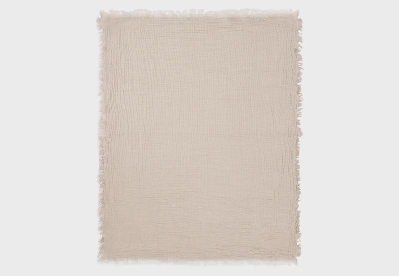 Couverture Berceau Gaze De Coton 75x100cm Fringe Stripe - Biscuit