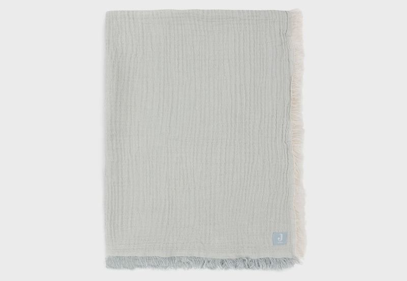 Couverture Gaze De Coton 120x120cm Fringe Stripe - Sea Green