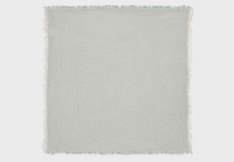 Couverture Gaze De Coton 120x120cm Fringe Stripe - Sea Green
