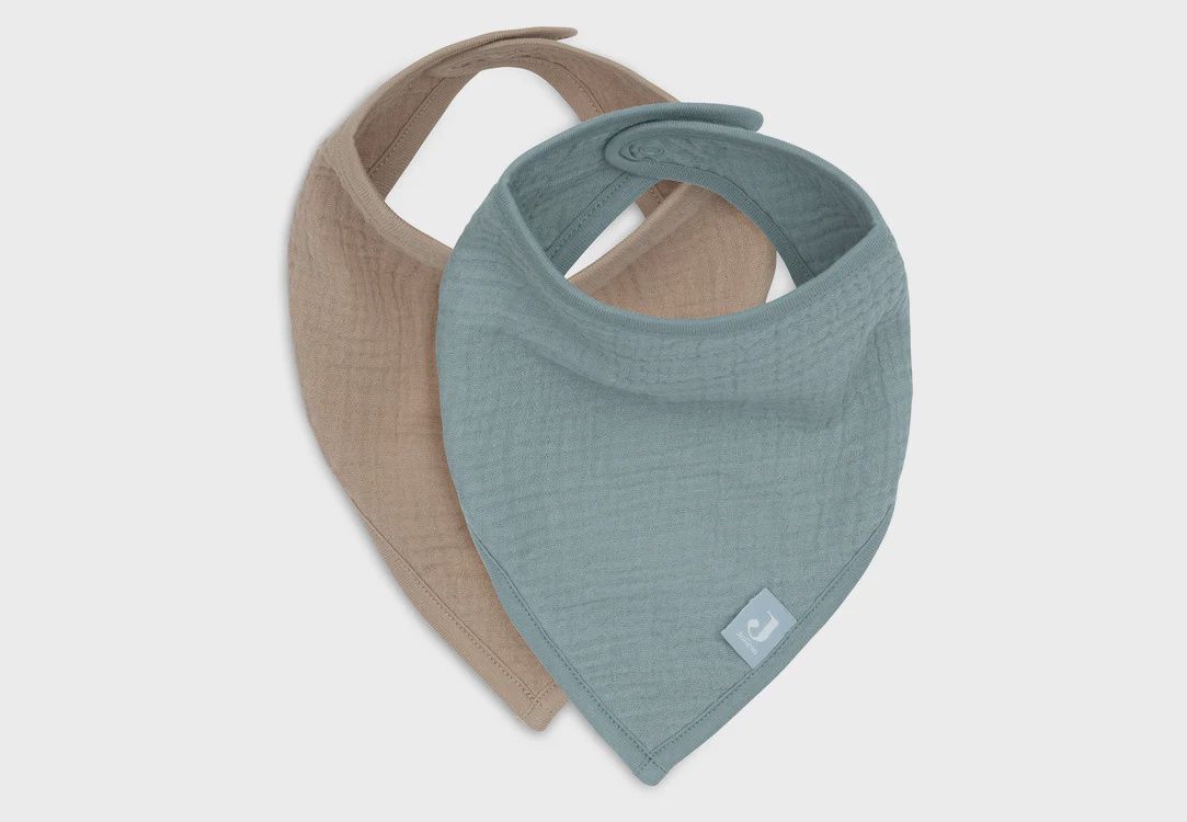 Bavoir Bandana Gaze de Coton - Sea Green/Biscuit - 2 Unités
