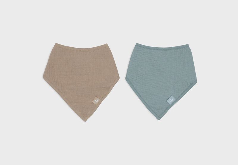 Bavoir Bandana Gaze de Coton - Sea Green/Biscuit - 2 Unités
