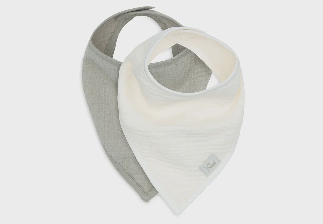 Bavoir Bandana Gaze De Coton - Olive Green/Oatmeal - 2 Unités