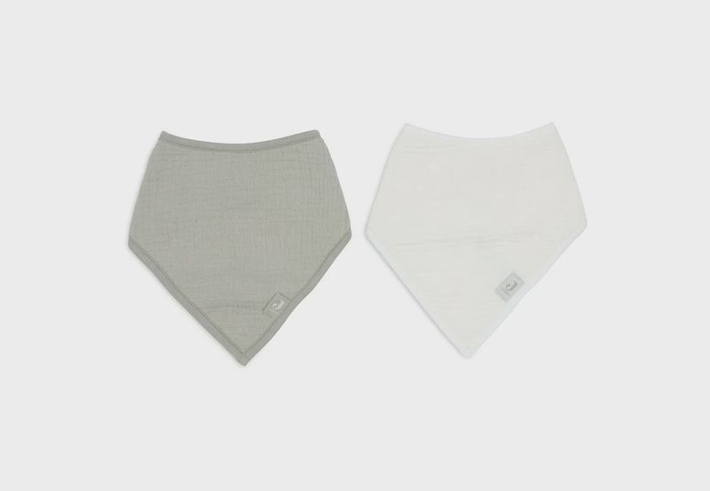 Bavoir Bandana Gaze De Coton - Olive Green/Oatmeal - 2 Unités