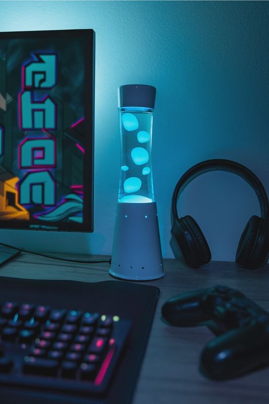 Lampe de lave LED avec base blanche - 7 couleurs
