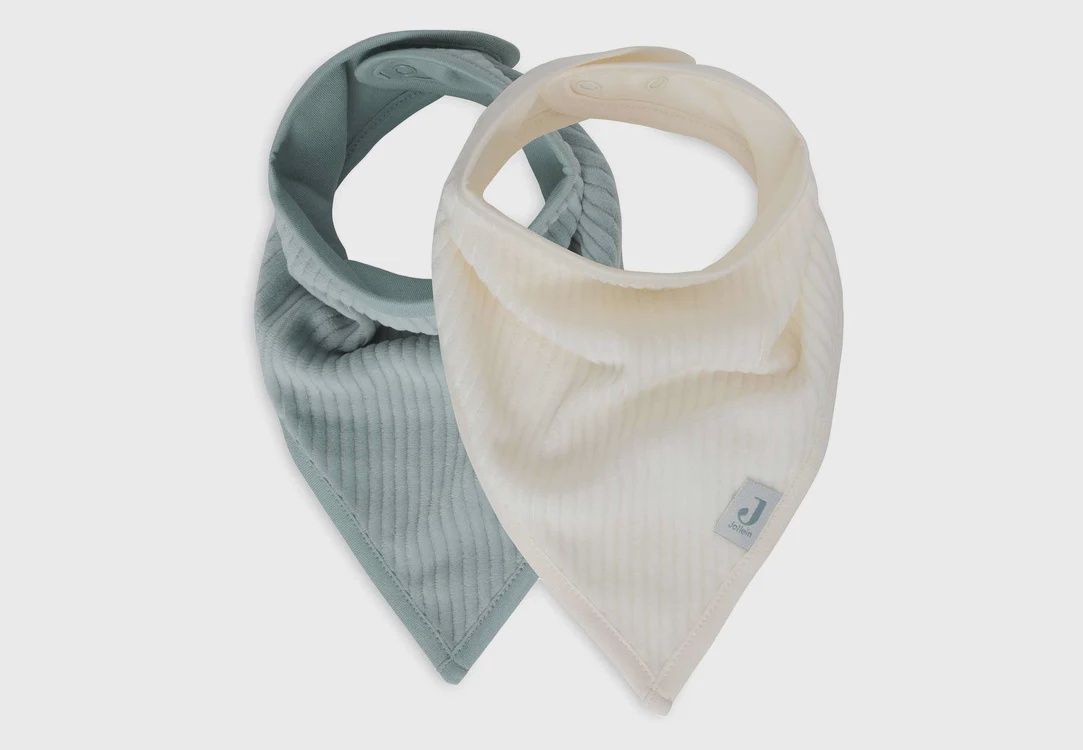 Bavoir Bandana Velvet Rib - Sea Green/Ivory - 2 Unités