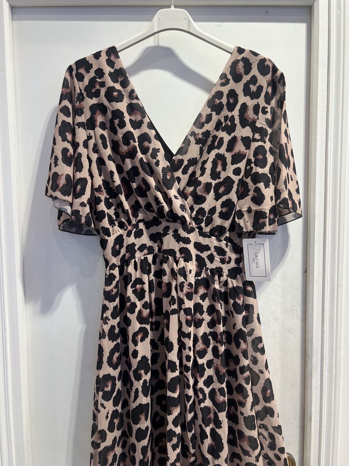 Robe longue fluide, imprimé léopard
