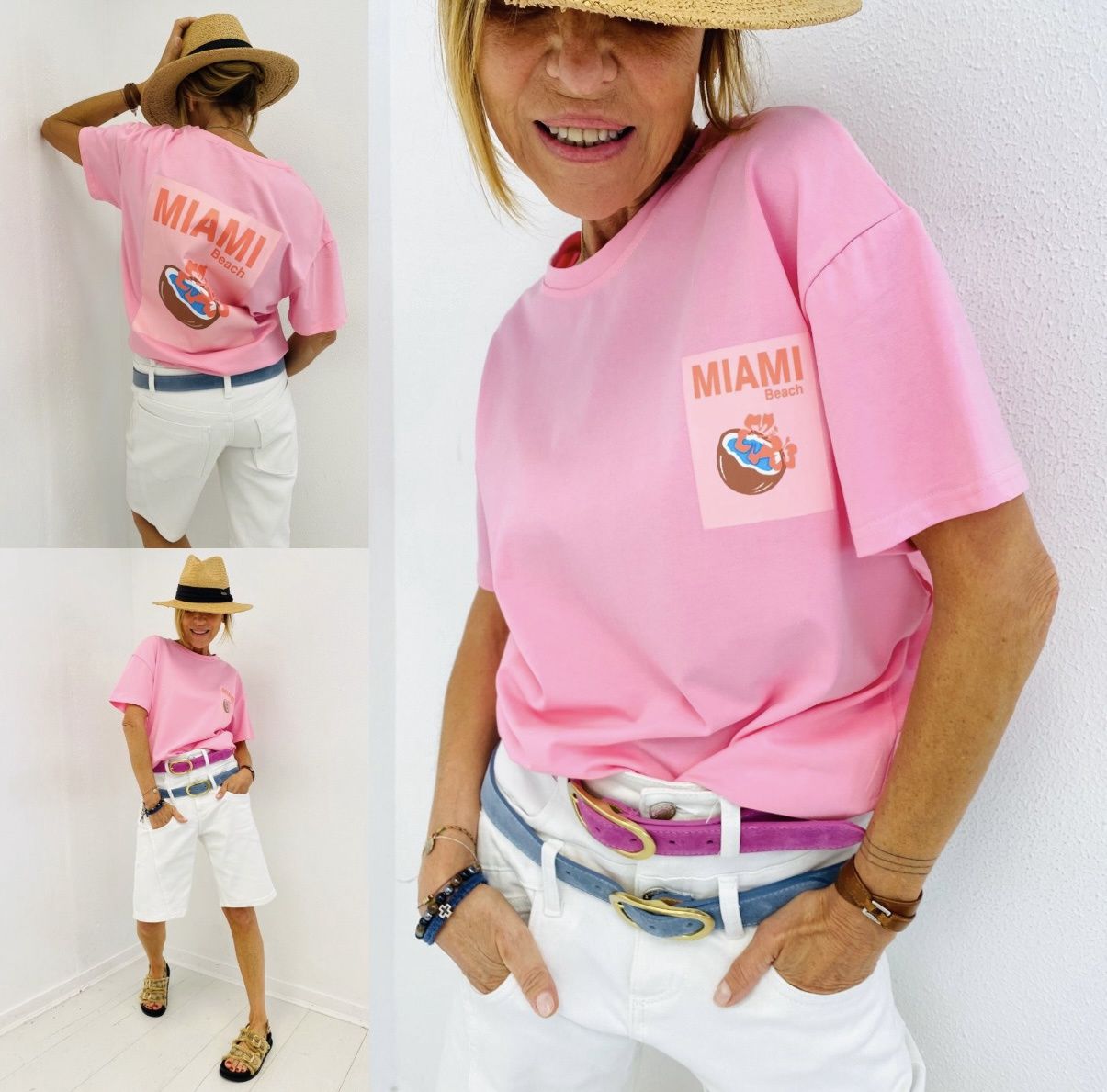 T-shirt - Miami, Couleur: Rose