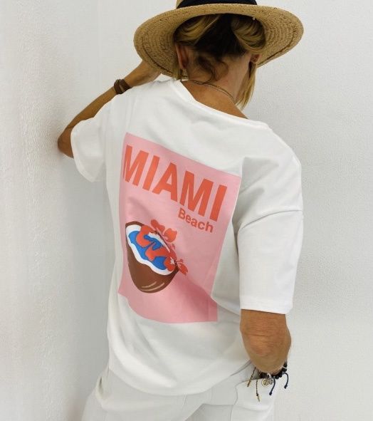 T-shirt - Miami, Couleur: Blanc
