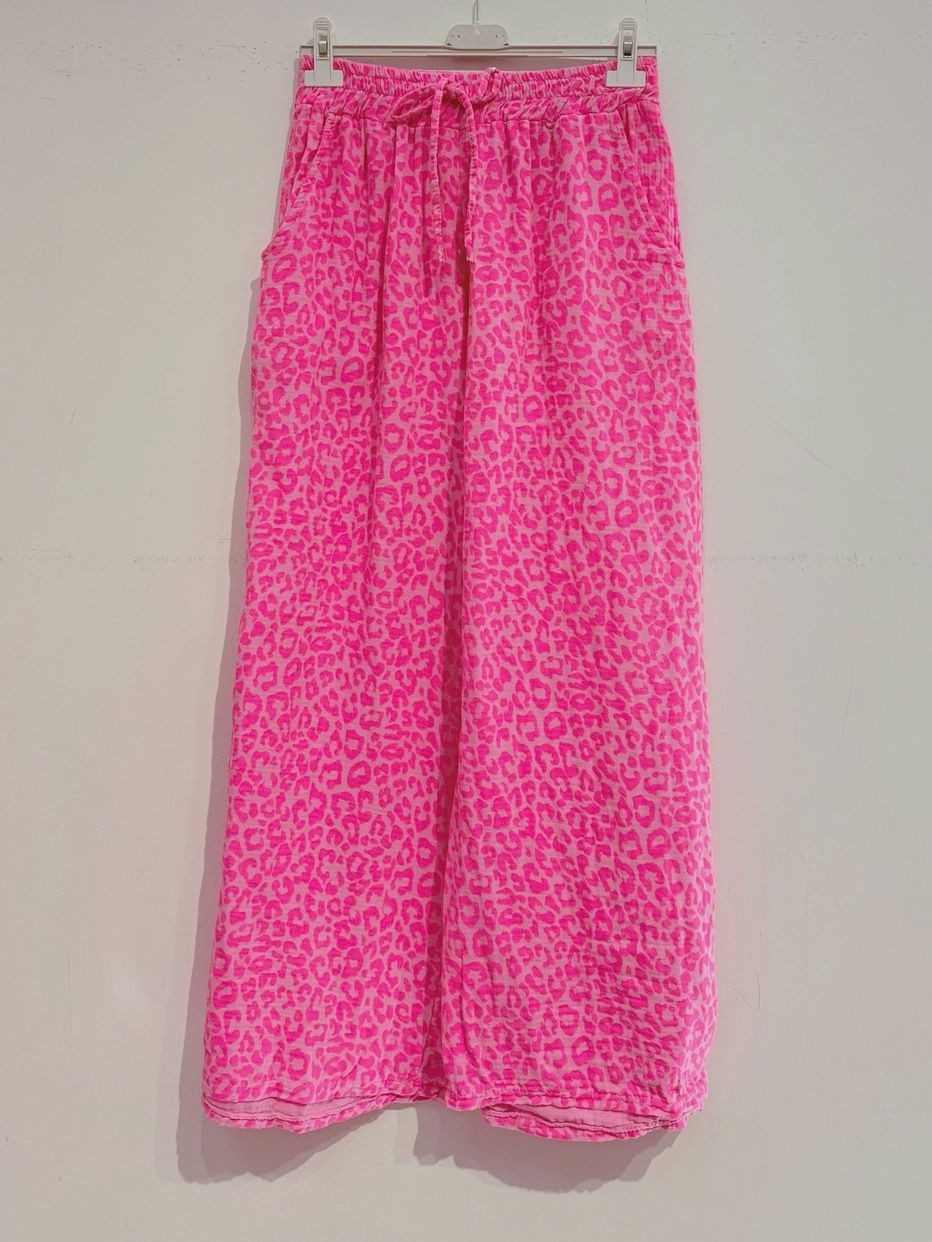 Pantalon imprimé en gaze de coton - Petit léopard