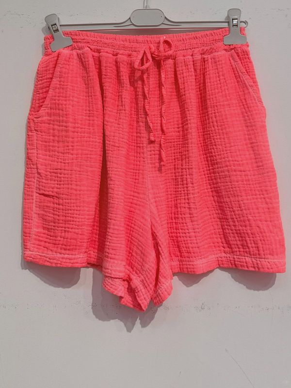Short en gaze de coton - Corail