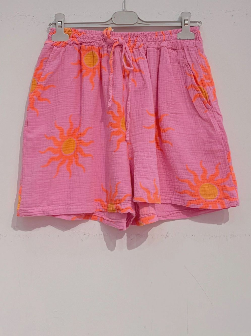Short imprimé en gaze de coton - Orange