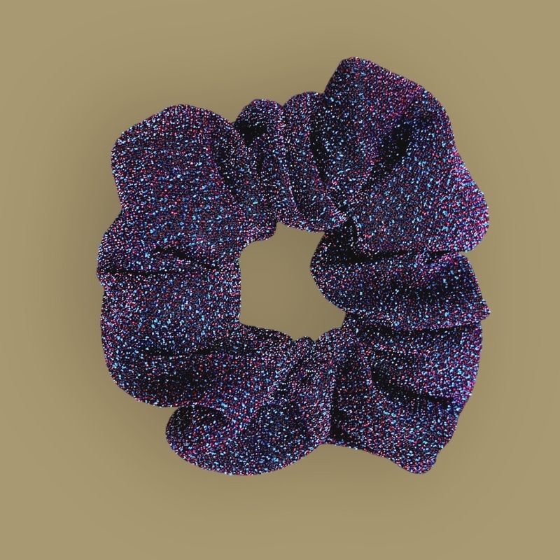 Chouchou paillettes - Bleu fête