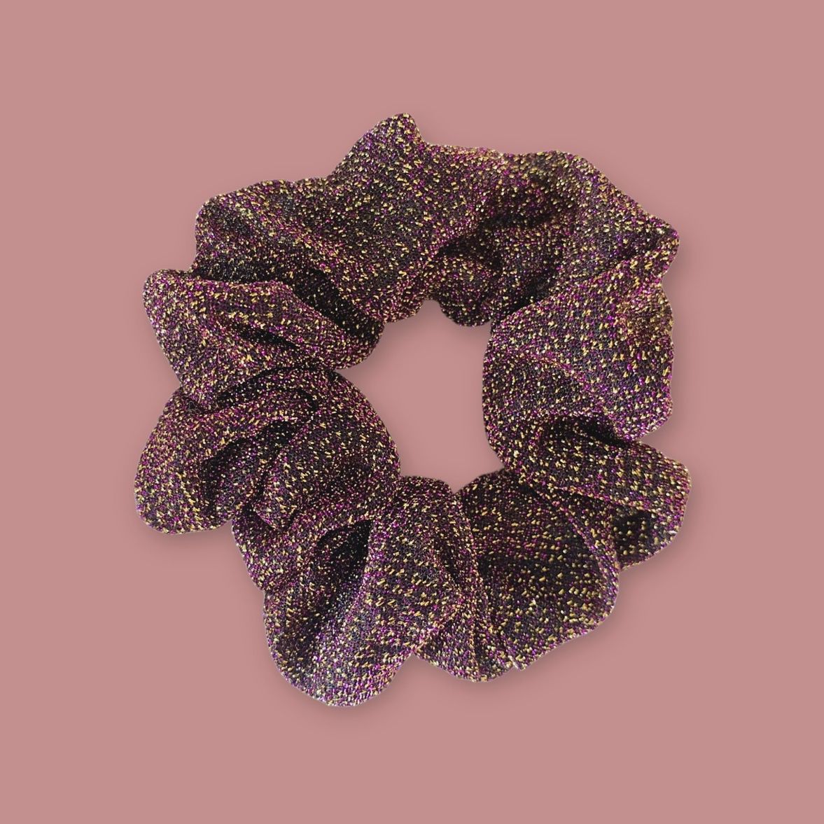 Chouchou paillettes - Rose orangé