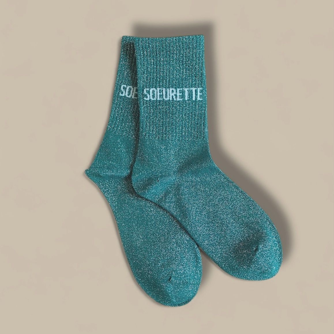 Chaussettes paillettes &quot;Soeurette&quot; - Aqua