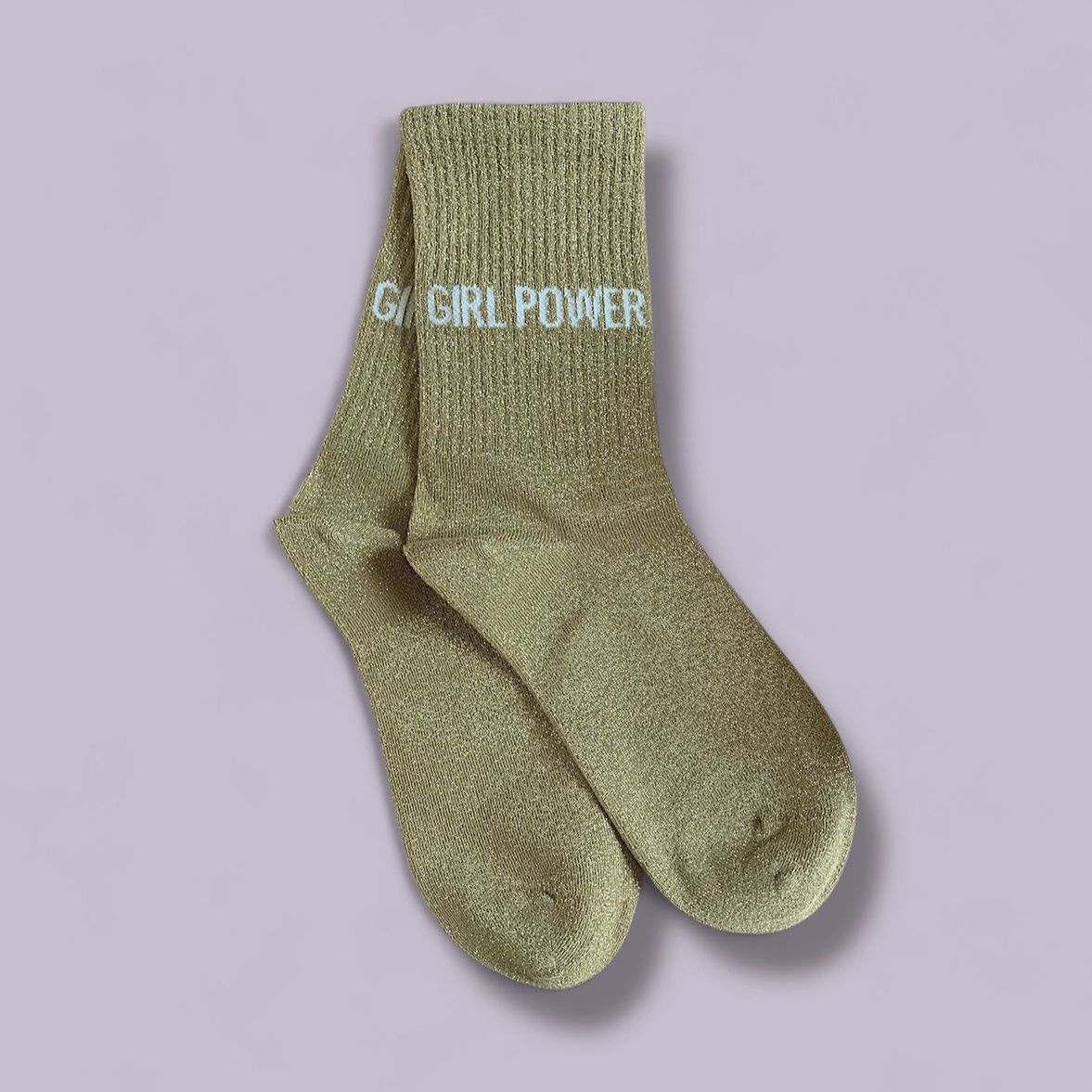 Chaussettes paillettes &quot;Girl power&quot; - Dorée