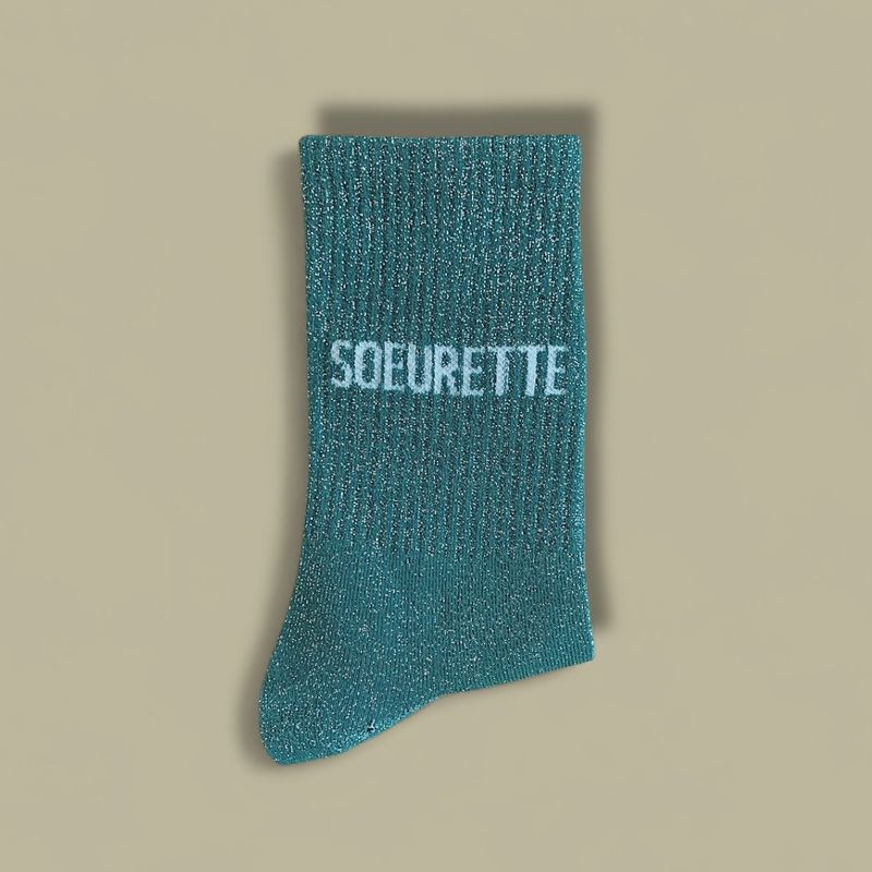 Chaussettes paillettes "Soeurette" - Aqua