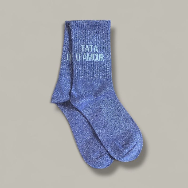 Chaussettes paillettes &quot;Tata d&#39;amour&quot; - Indigo