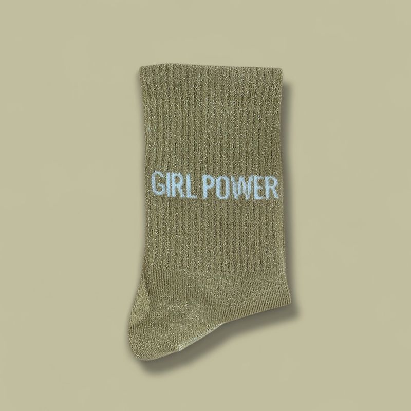 Chaussettes paillettes "Girl power" - Dorée