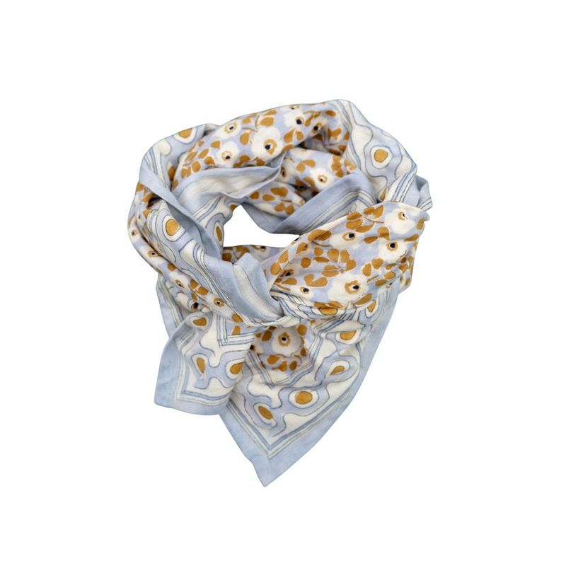 Foulard flower seventies -Mon grand indispensable light blue