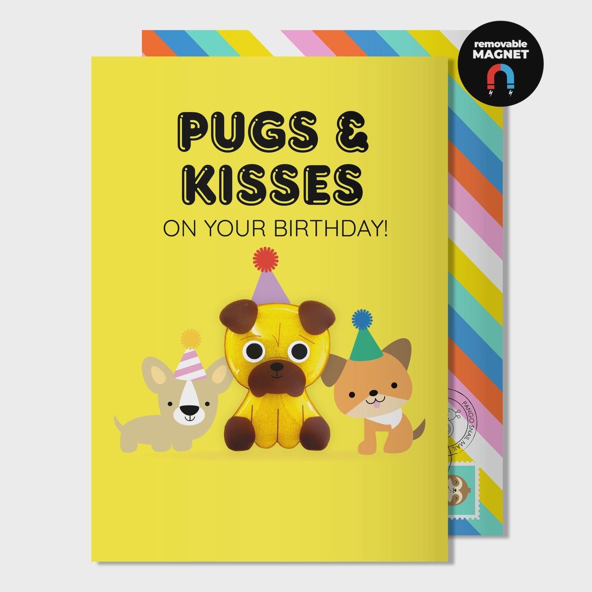 Carte d&#39;anniversaire Pugs - Carte de vœux 3D