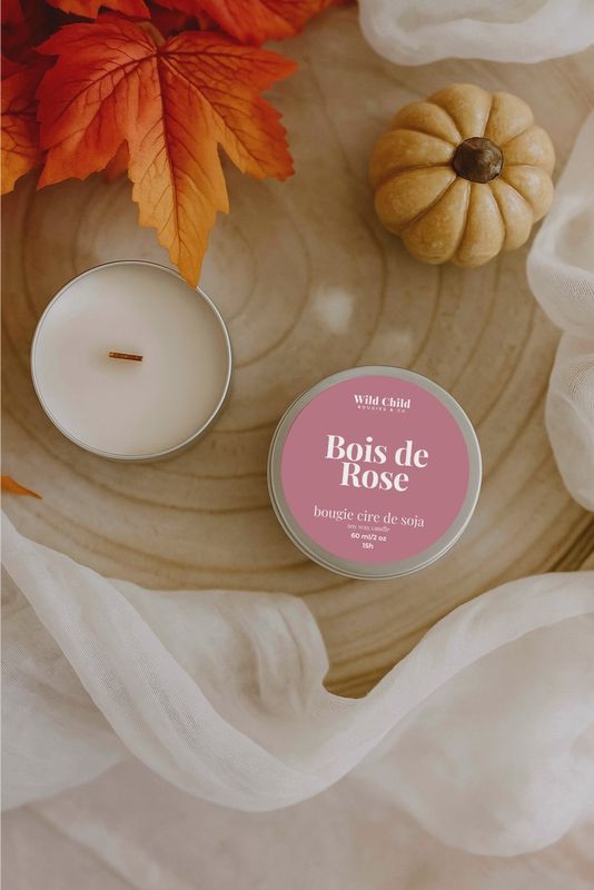 Mini bougie naturelle parfumée - Bois de Rose - 15H