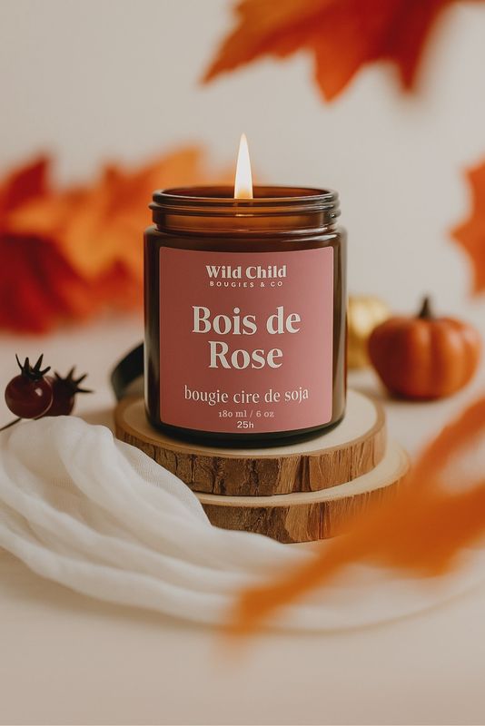 Bougie naturelle parfumée - Bois de Rose - 25H
