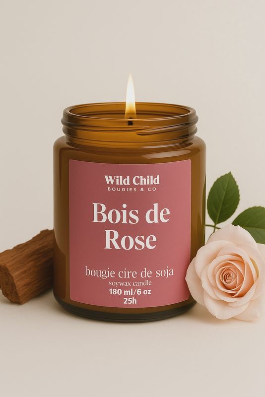 Bougie naturelle parfumée - Bois de Rose - 25H
