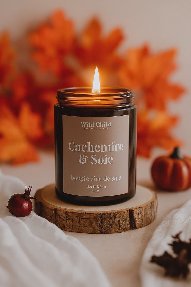 Bougie naturelle parfumée - Cachemire &amp; Soie - 25h