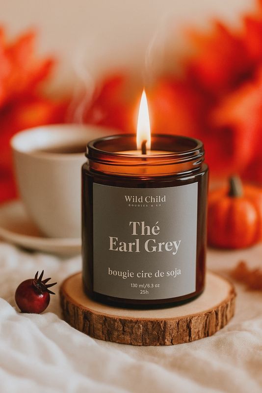 Bougie naturelle parfumée - Thé Earl Grey - 25h