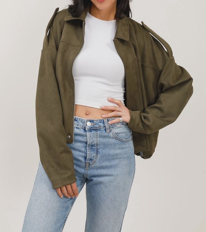 Blouson effet daim - Kaki