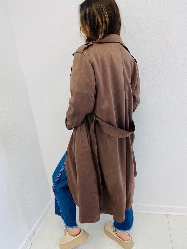 Manteau effet daim - Chocolat