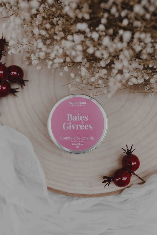 Mini Bougie de Noël - Baies Givrées - 15h