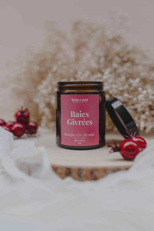Bougie de Noël - Baies Givrées - 25h
