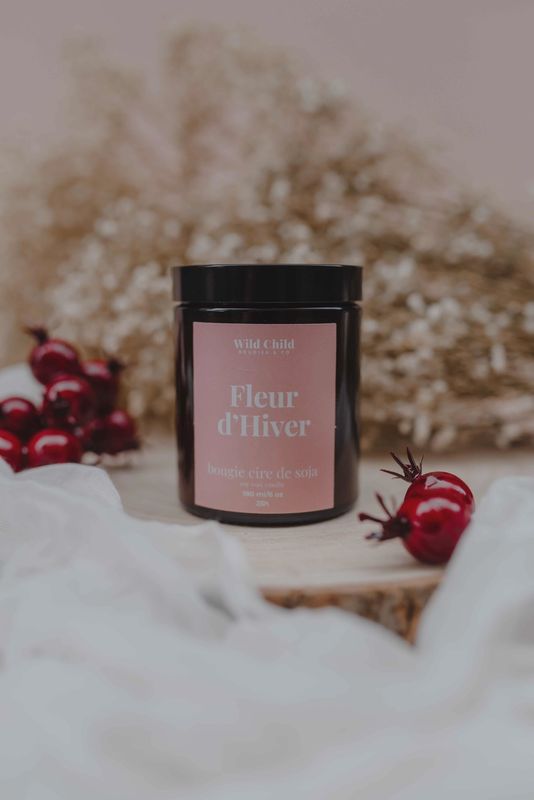 Bougie de Noël - Fleur d'hiver - 25h