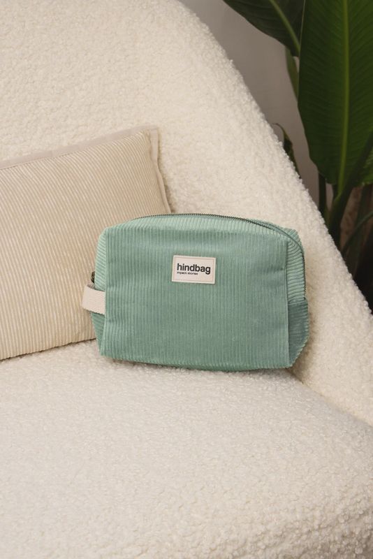 Trousse de toilette Leon - Velours Vert d'eau