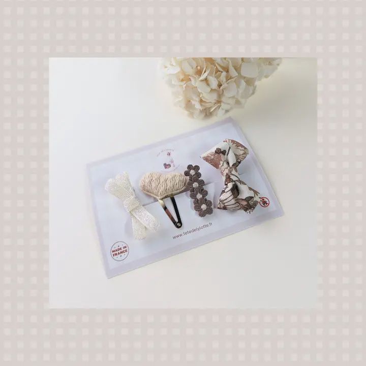 Set Barrettes - Vintage brown