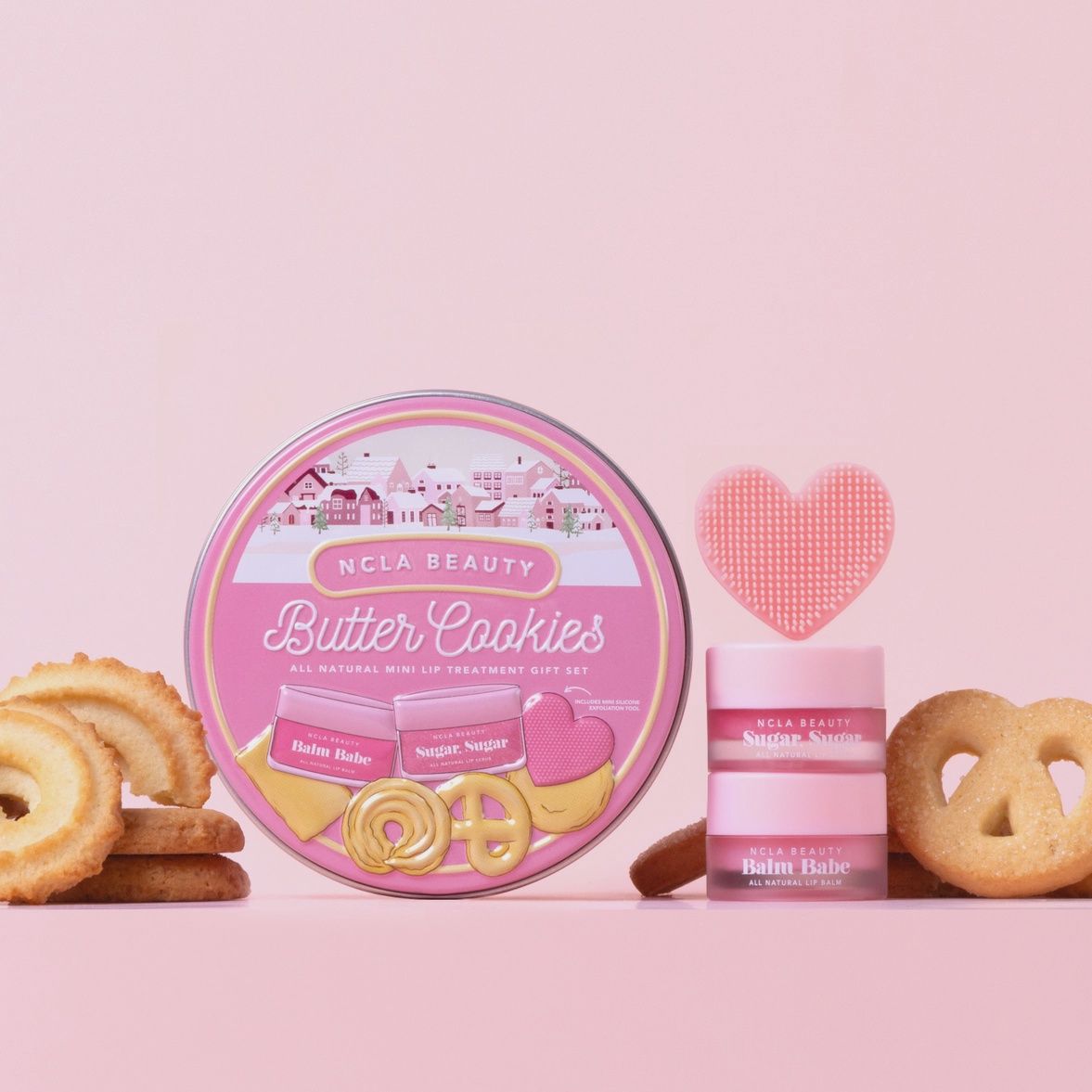 Coffret Cadeau de Soins des Lèvres Mini Biscuits au Beurre pour les Fêtes