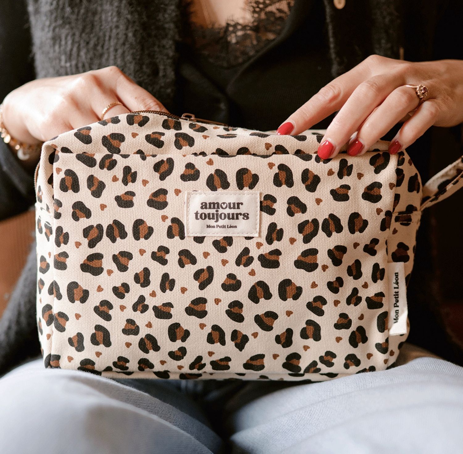 Trousse de toilette - Léopard cœur