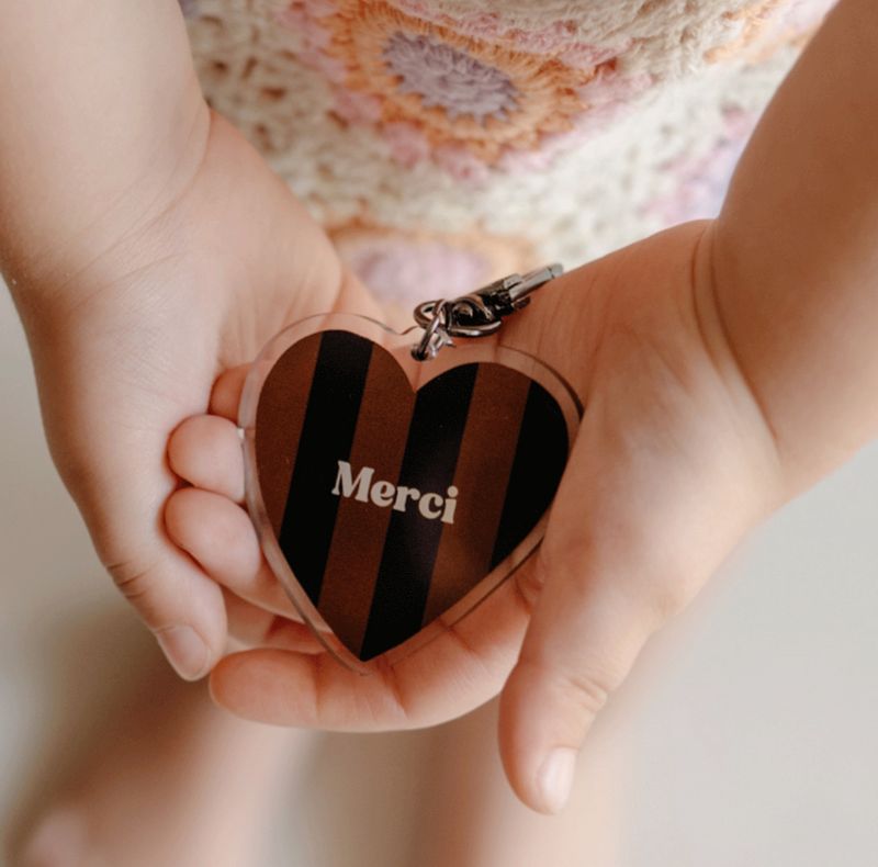 Porte-clé rayures marrons et noires - Merci