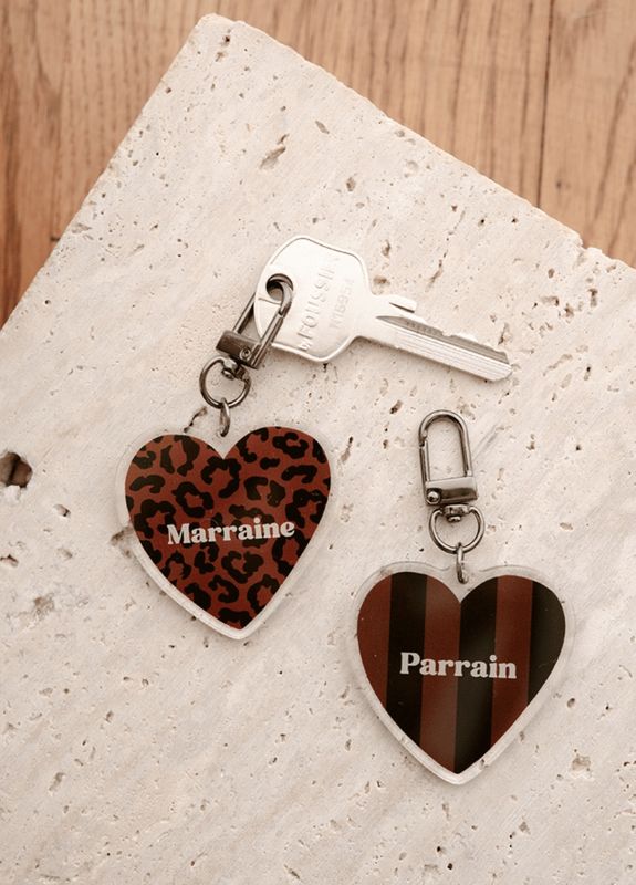 Porte-clé rayures marrons et noires - Parrain