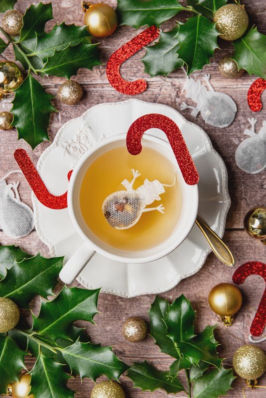 Sachets de thé personnalisés Noël - Bonhomme de neige x5