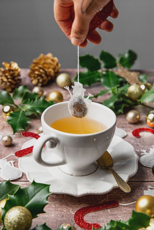 Sachets de thé personnalisés Noël - Bonhomme de neige x5