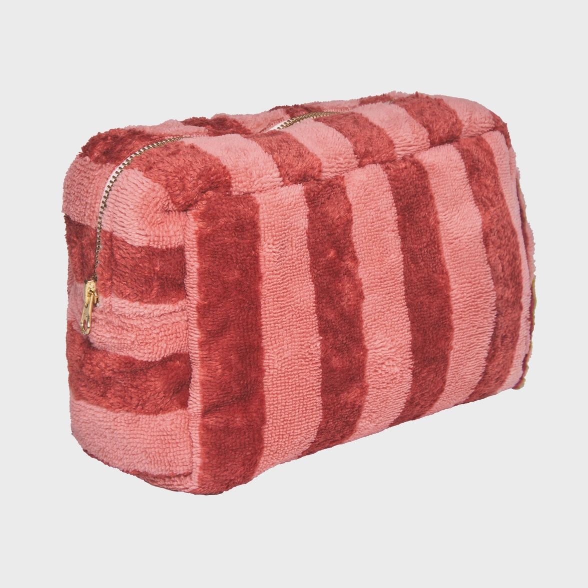 Trousse éponge bambou rayée marsala / paprika