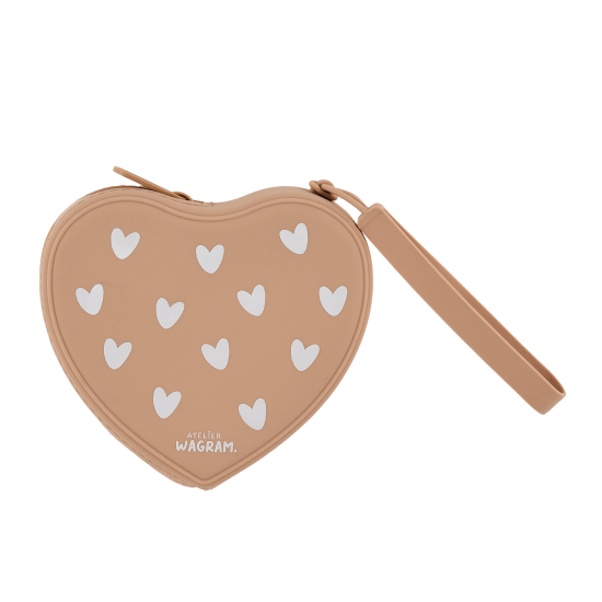 Pochette coeur en silicone -Nougat