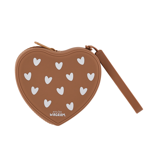 Pochette coeur en silicone - Caramel