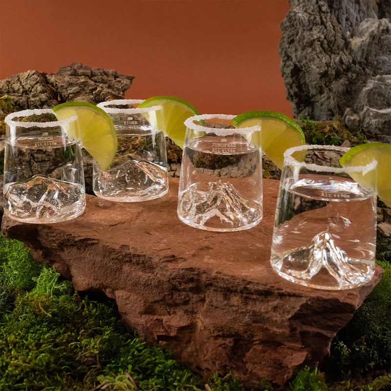 coffret de 4 verres à shooters topographique - Swiss édition